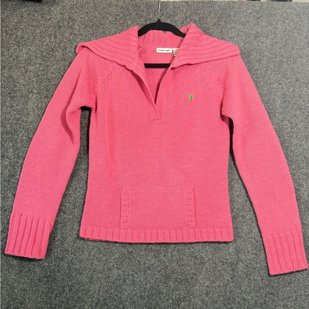 Energie Pink V-Neck Juniors Sweater